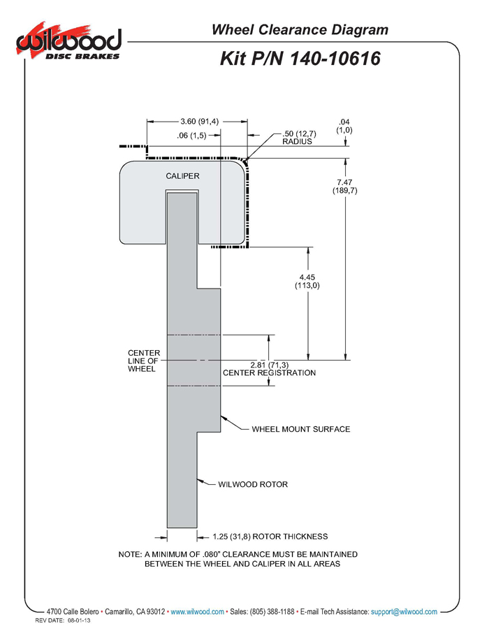 Dominator Kit Front Brakes Wheel Clearance Diagram