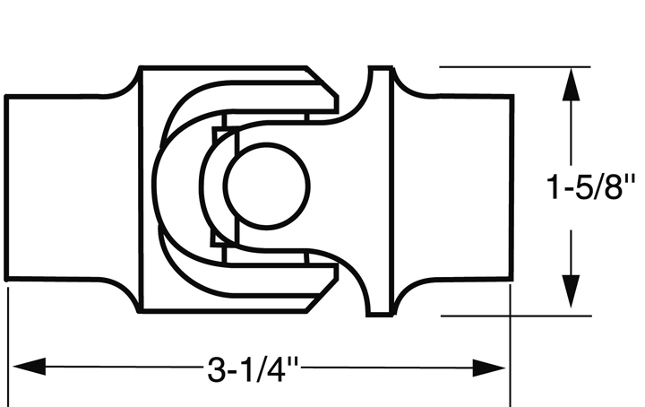 U-Joint, Single 1"48 x 3/4-36 Aluminum